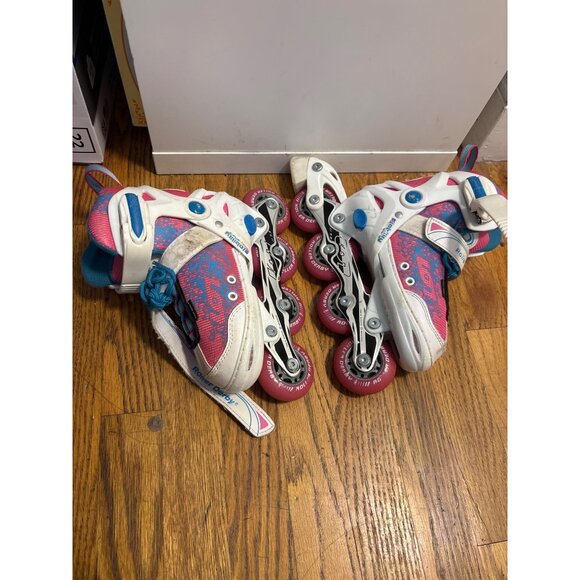 Roller Derby Girls Roller Blades Size 11-1 Adjustable Inline Skates Pink & White - Picture 1 of 6